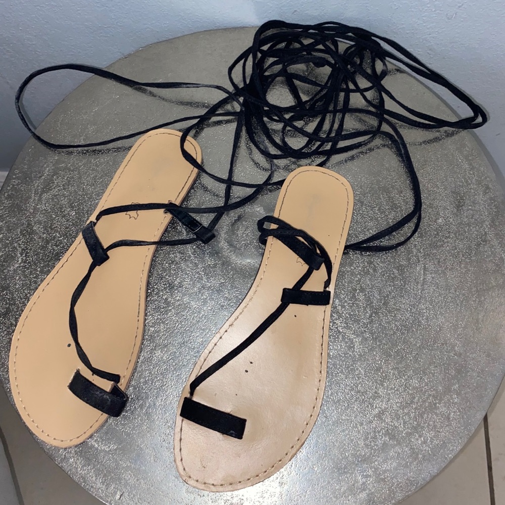 Strap up black sandals